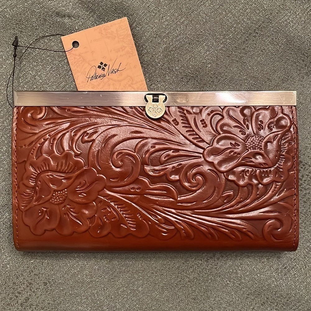 Brand New Patricia Nash Genuine Tooled Leather Cauchy Large Florence Wallet RFID - Picture 4 of 15